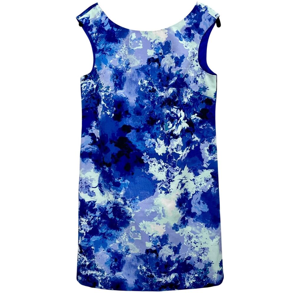 Adrianna Papell Bateau-Neck Cocktail Dress Wedding Printed Blue Faille Size 4
